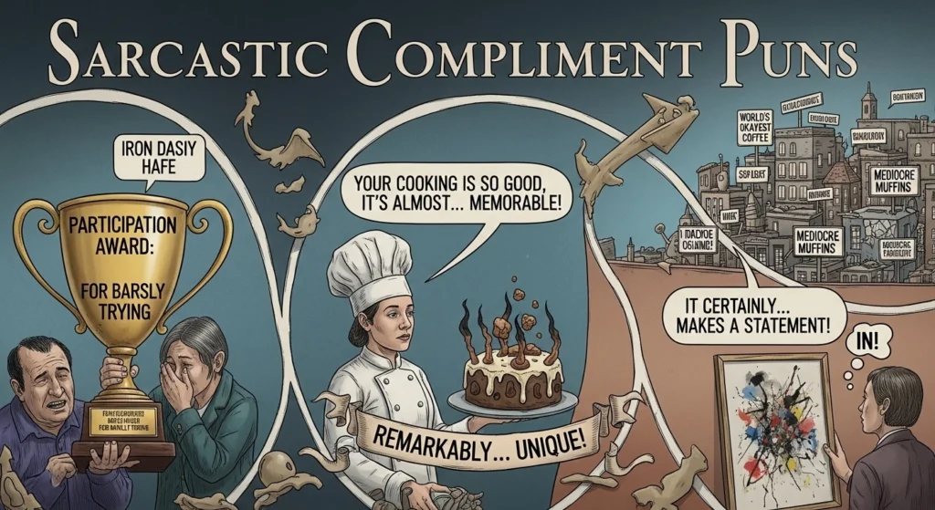  Sarcastic Compliment Puns